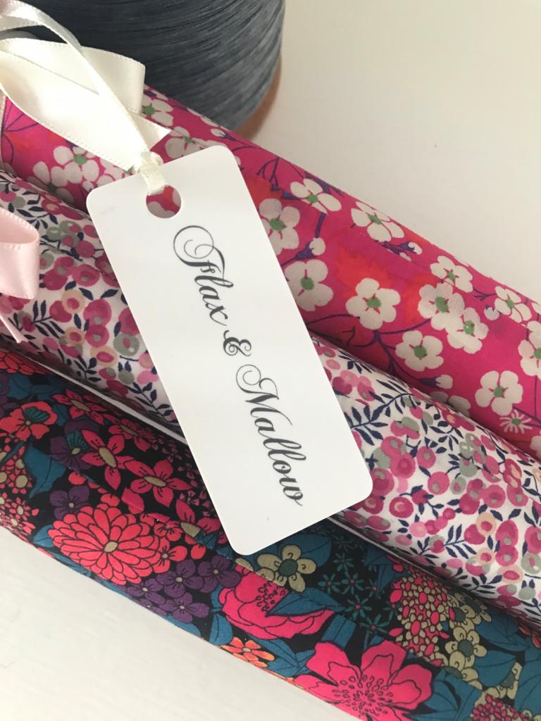 Set of three bright pink padded clothes hangers - Liberty Print - Flax ...